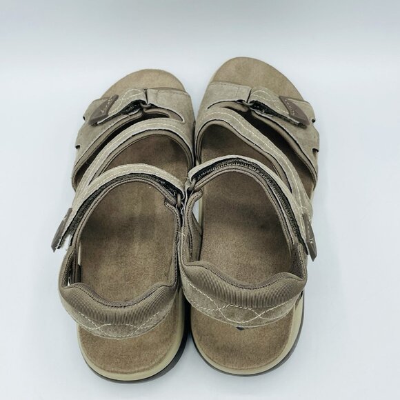Dr Scholls Sandals Womens Size 7.5 M Taupe Leather Strappy ZStrap Comfort - Picture 8 of 11